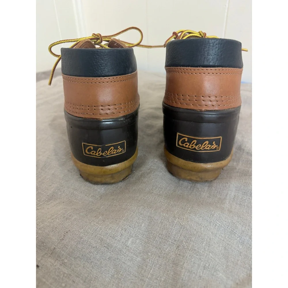 Cabelas Mens 8 Brown Leather Rubber Duck Boots Low Top Waterproof 82-0025 C108